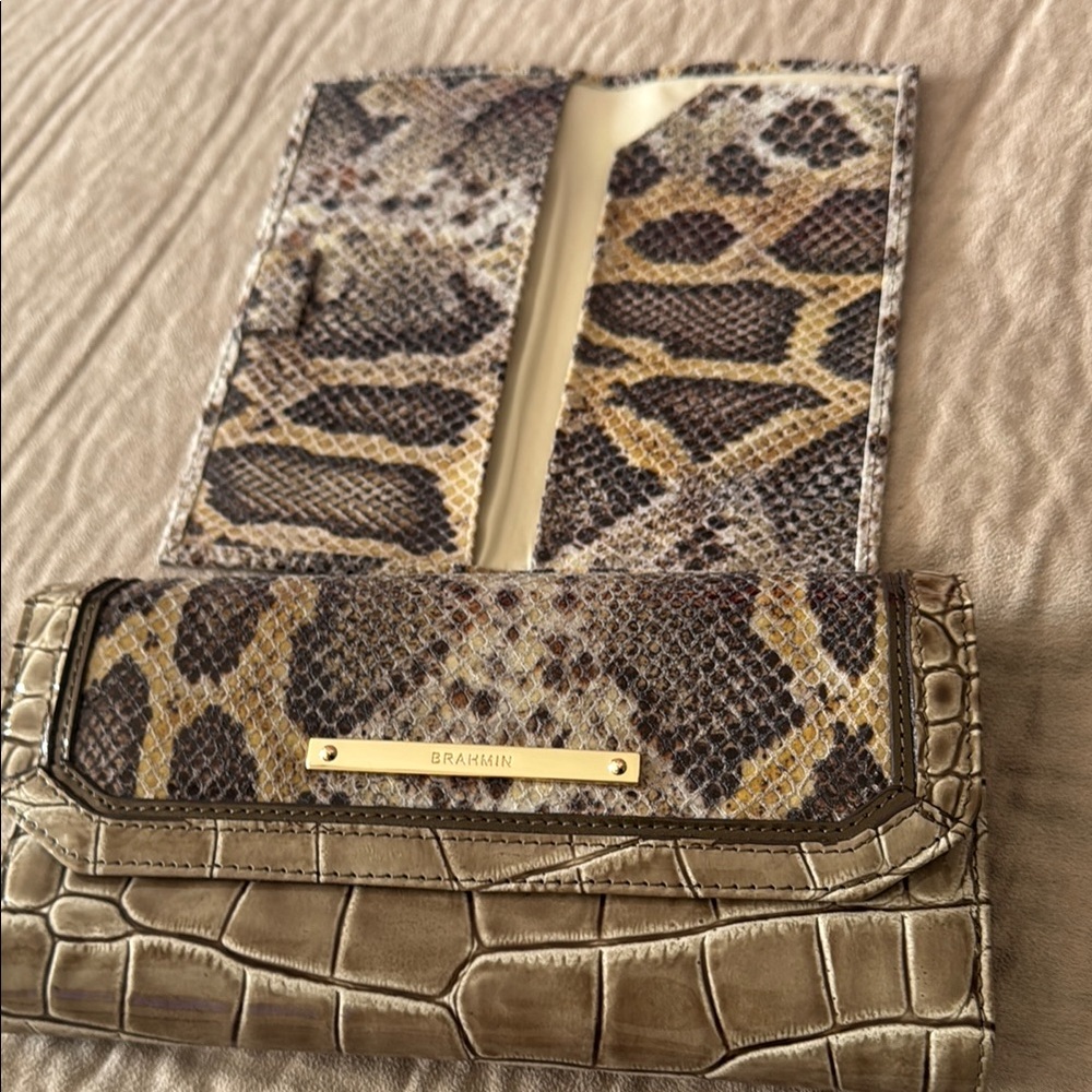 Brahmin Brown Satchel with Exotic Snake Print - Picture 14 of 17